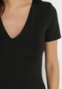 Czarna Sukienka Dopasowana Bodycon z Dekoltem w Serek Efricene