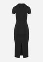 Czarna Sukienka Dopasowana Bodycon z Dekoltem w Serek Efricene