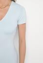 Jasnoniebieska Sukienka Dopasowana Bodycon z Dekoltem w Serek Efricene