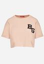 Ciemnoróżowy Bawełniany T-shirt Oversize o Krótkim Kroju Zariona