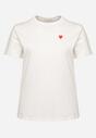 Biały Bawełniany T-shirt Ozdobiony Sercem Tolianee