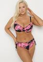 Różowe Bikini Biustonosz z Wiązaniem i Majtki Typu Figi Norettia