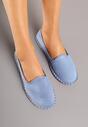 Jasnoniebieskie Espadryle z Imitacji Zamszu Zdobione Przeszyciami Folarienne