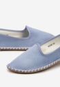 Jasnoniebieskie Espadryle z Imitacji Zamszu Zdobione Przeszyciami Folarienne