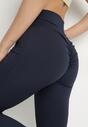 Granatowe Legginsy Typu Dzwony z Wysokim Stanem Orralise