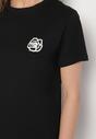 Czarny T-shirt z Bawełny Ozdobiony Naszywką Firolee