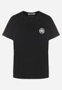 Czarny T-shirt z Bawełny Ozdobiony Naszywką Firolee