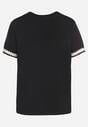 Czarny T-shirt z Bawełny Ozdobiony Sercem Firiane
