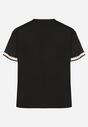 Czarny Bawełniany T-shirt o Kroju Oversize ze Zdobieniem przy Rękawach Milatia