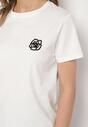 Biały T-shirt z Bawełny Ozdobiony Naszywką Firolee