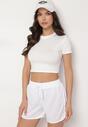 Biały T-shirt z Wiskozą o Dopasowanym Kroju Typu Crop Top Folirra
