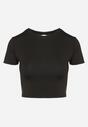 Czarny T-shirt z Wiskozą o Dopasowanym Kroju Typu Crop Top Folirra