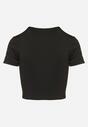 Czarny T-shirt z Wiskozą o Dopasowanym Kroju Typu Crop Top Folirra