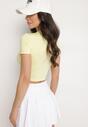 Żółty T-shirt z Wiskozą o Dopasowanym Kroju Typu Crop Top Folirra