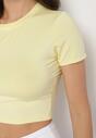 Żółty T-shirt z Wiskozą o Dopasowanym Kroju Typu Crop Top Folirra