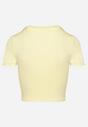 Żółty T-shirt z Wiskozą o Dopasowanym Kroju Typu Crop Top Folirra