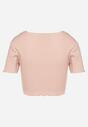 Ciemnoróżowy Prążkowany T-shirt z Bawełną Adlesa