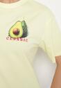 Żółty T-shirt z Bawełną i Motywem Awokado Addixa