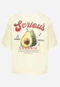 Żółty T-shirt z Bawełną i Motywem Awokado Addixa
