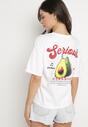 Biały T-shirt z Bawełną i Motywem Awokado Addixa