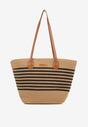 Ciemnobeżowa Torebka Typu Shopper z Bawełną w Stylu Boho Liruma