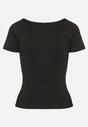 Czarny T-shirt z Wiskozą o Dopasowanym Kroju z Dekoltem w Serek Folarisse