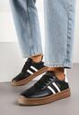 Czarno-Białe Sneakersy w Stylu Tenisówek z Paskami na Boku Saliena