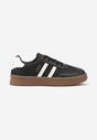 Czarno-Białe Sneakersy w Stylu Tenisówek z Paskami na Boku Saliena