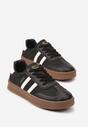 Czarno-Białe Sneakersy w Stylu Tenisówek z Paskami na Boku Saliena