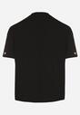 Czarny Bawełniany T-shirt Zdobiony Haftem w Kształcie Serc Naloree