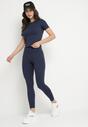 Granatowy Komplet Sportowy Legginsy i Dopasowany T-shirt Silendria