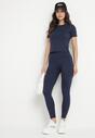 Granatowy Komplet Sportowy Legginsy i Dopasowany T-shirt Silendria