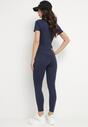 Granatowy Komplet Sportowy Legginsy i Dopasowany T-shirt Silendria