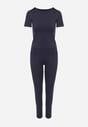 Granatowy Komplet Sportowy Legginsy i Dopasowany T-shirt Silendria