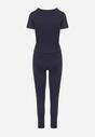 Granatowy Komplet Sportowy Legginsy i Dopasowany T-shirt Silendria