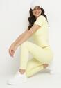 Żółty Komplet Sportowy Legginsy i Dopasowany T-shirt Silendria