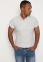 Jasnoszary T-shirt Polo z Bawełną Fodelira