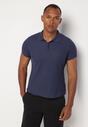 Granatowy T-shirt Polo z Bawełną Fodelira