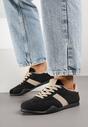 Czarno-Beżowe Sneakersy z Ozdobnym Paskiem Naliovela
