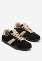 Czarno-Beżowe Sneakersy z Ozdobnym Paskiem Naliovela