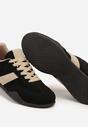Czarno-Beżowe Sneakersy z Ozdobnym Paskiem Naliovela