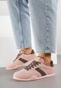 Różowo-Brązowe Sneakersy z Ozdobnym Paskiem Naliovela