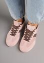 Różowo-Brązowe Sneakersy z Ozdobnym Paskiem Naliovela