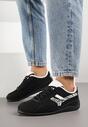 Czarne Sneakersy Ozdobione Geometrycznym Wzorem w Zeberkę Arulia