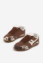 Brązowe Sneakersy w Łaty Ozdobione Geometrycznym Wzorem Arulia