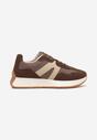 Brązowe Płaskie Sneakersy z Geometrycznym Wzorem Nawla