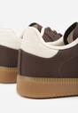 Brązowe Płaskie Sneakersy Ozdobione Paskami Glaria