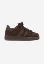 Brązowe Sneakersy z Ozdobnymi Naszywkami z Boku Galdexis