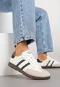 Beżowo-Czarne Sneakersy Tenisówki Ozdobione Ażurowymi Paskami Haluriella