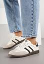 Beżowo-Czarne Sneakersy Tenisówki Ozdobione Ażurowymi Paskami Haluriella